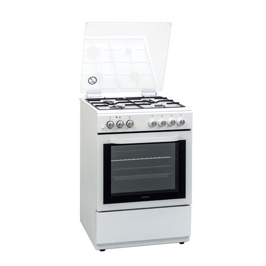תנור אפיה משולב כיריים לנקו - לבן - 4 מבערים - פונקציית שבת - דגם Lenco LFS6077WS