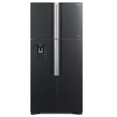 Réfrigérateur Hitachi 4 portes 586L - avec un distributeur d'eau - Inverter - Verre noir - R-W660PRS7
