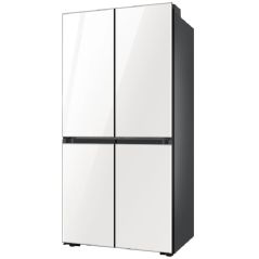 Samsung Refrigerator 4 Doors - 636 L - Triple Cooling - white glass - RF70A9115WH BESPOKE