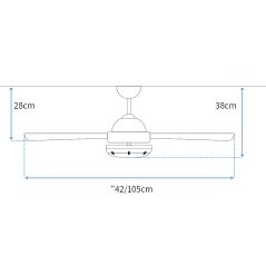 Westinghouse Ceiling Fan Size 42" - White/wood - Room Up To 20 SQM - Including Remote Control - Model LONGWOOD 73088