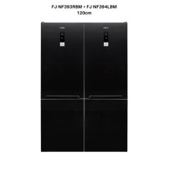 Réfrigérateur Fujicom 4 portes Congelateur en bas - 662 litres - Noir Mat - FJ-NF393RBM + FJ-NF394LBM-120CM
