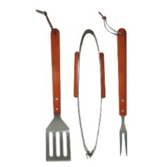 Camptown set of 3 wooden handles BBQ tools - model 902318 CAMPTOWN