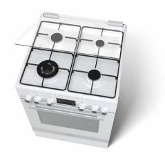 תנור אפיה משולב כיריים בוש 67 ליטר - לבן - מבער ווק - דגם Bosch HGD74W320Y